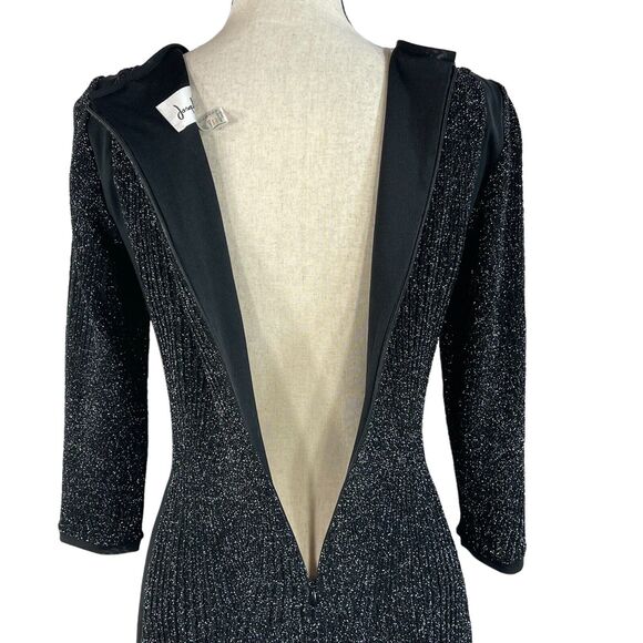 Joseph Ribkoff SZ 6 Bodycon Dress Scoop Neck 3/4 Sleeve Stretch Sparkly Glitter - Picture 5 of 10